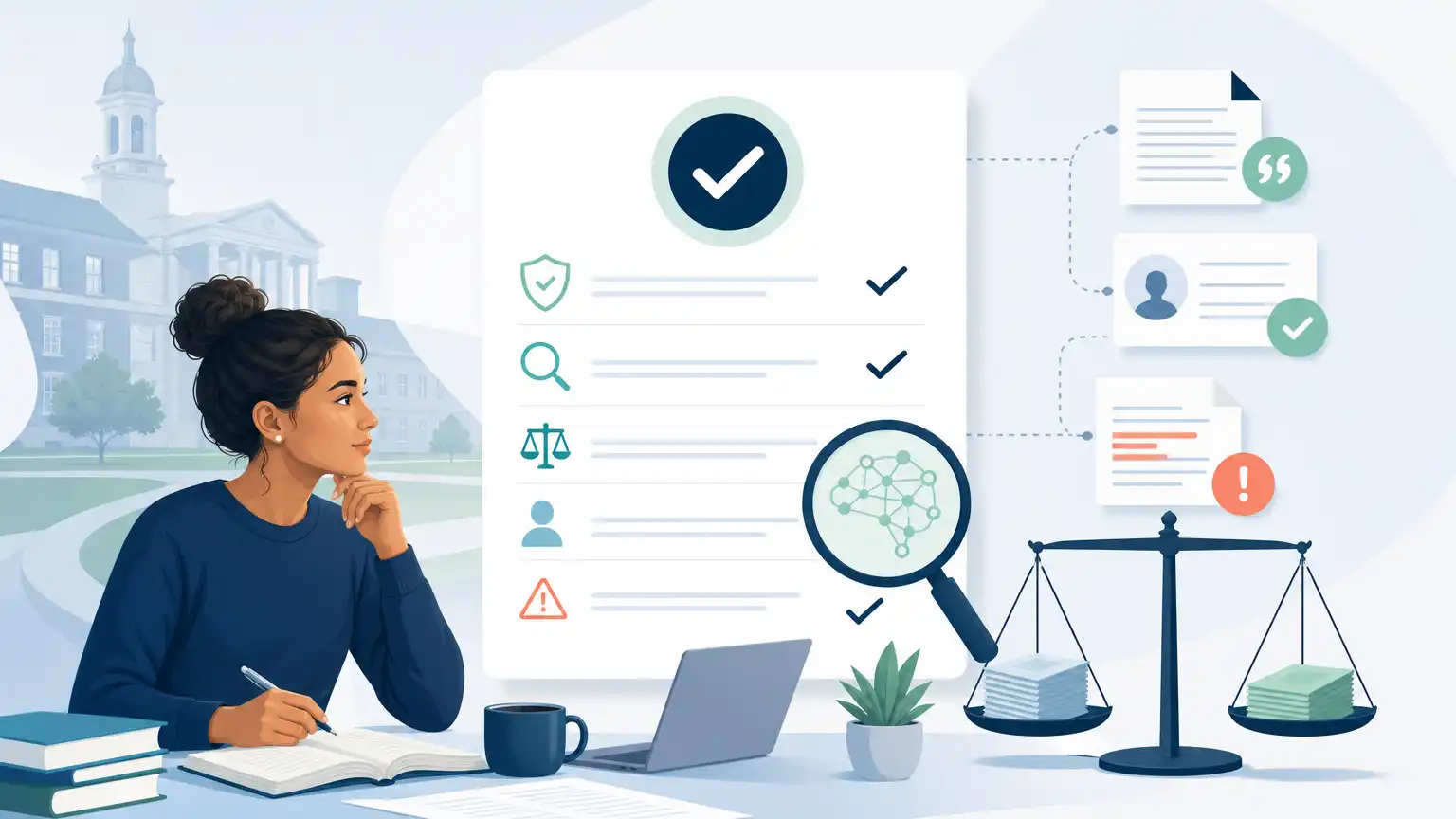 Editorial visual explaining key takeaways for choosing an ai detector for students reviewing Turnitin results. Editorial visual explaining key takeaways for choosing an ai detector for students reviewing Turnitin results.