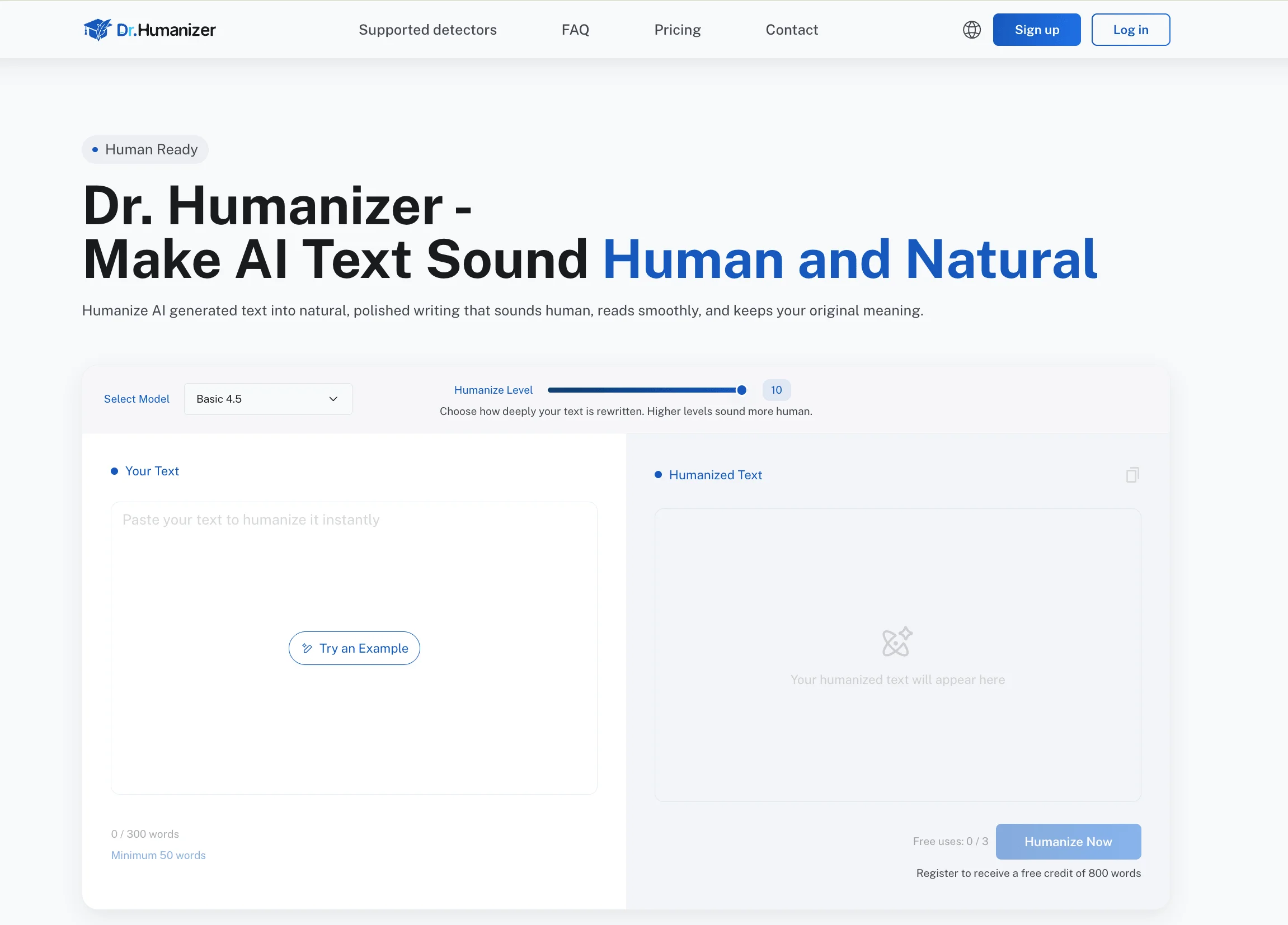 Dr. Humanizer Homepage Dr. Humanizer Homepage
