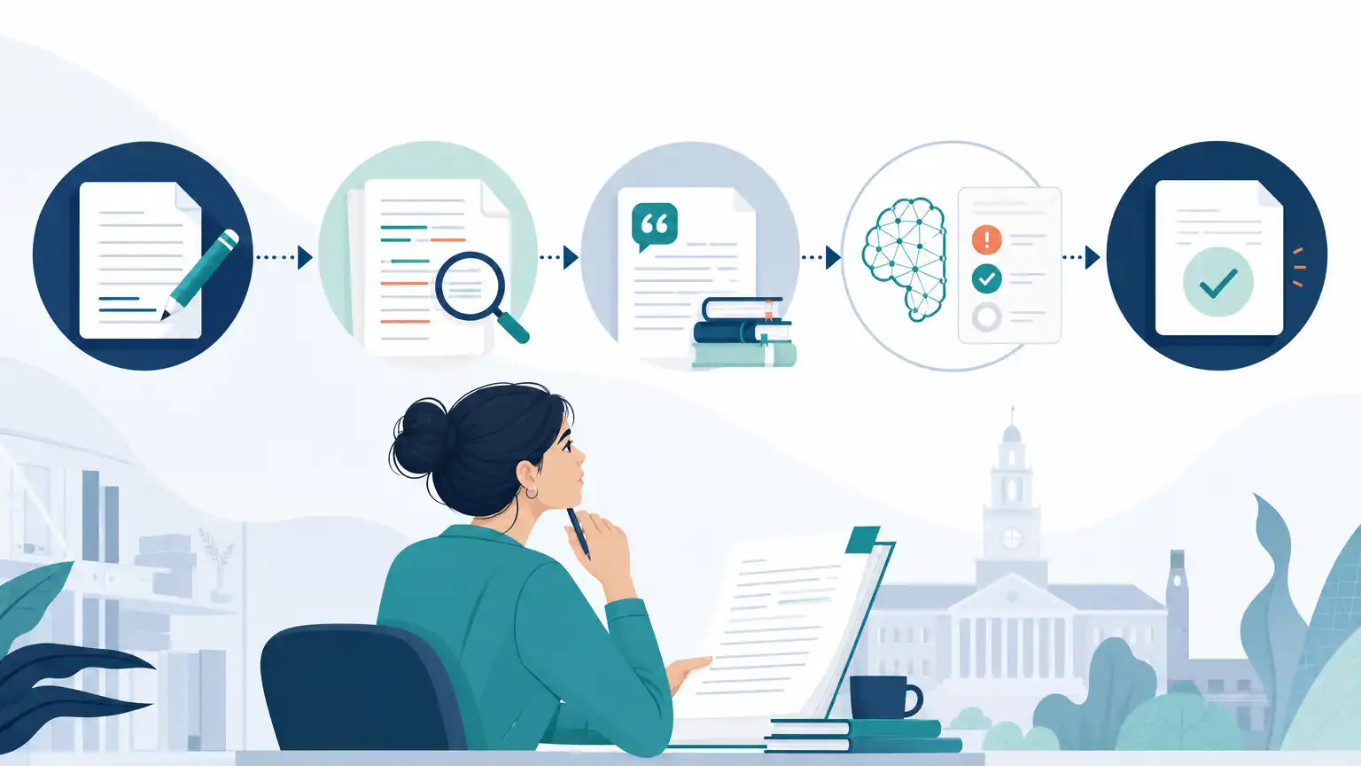 Editorial visual explaining why editing and citation still matter for students reviewing Turnitin results. Editorial visual explaining why editing and citation still matter for students reviewing Turnitin results.