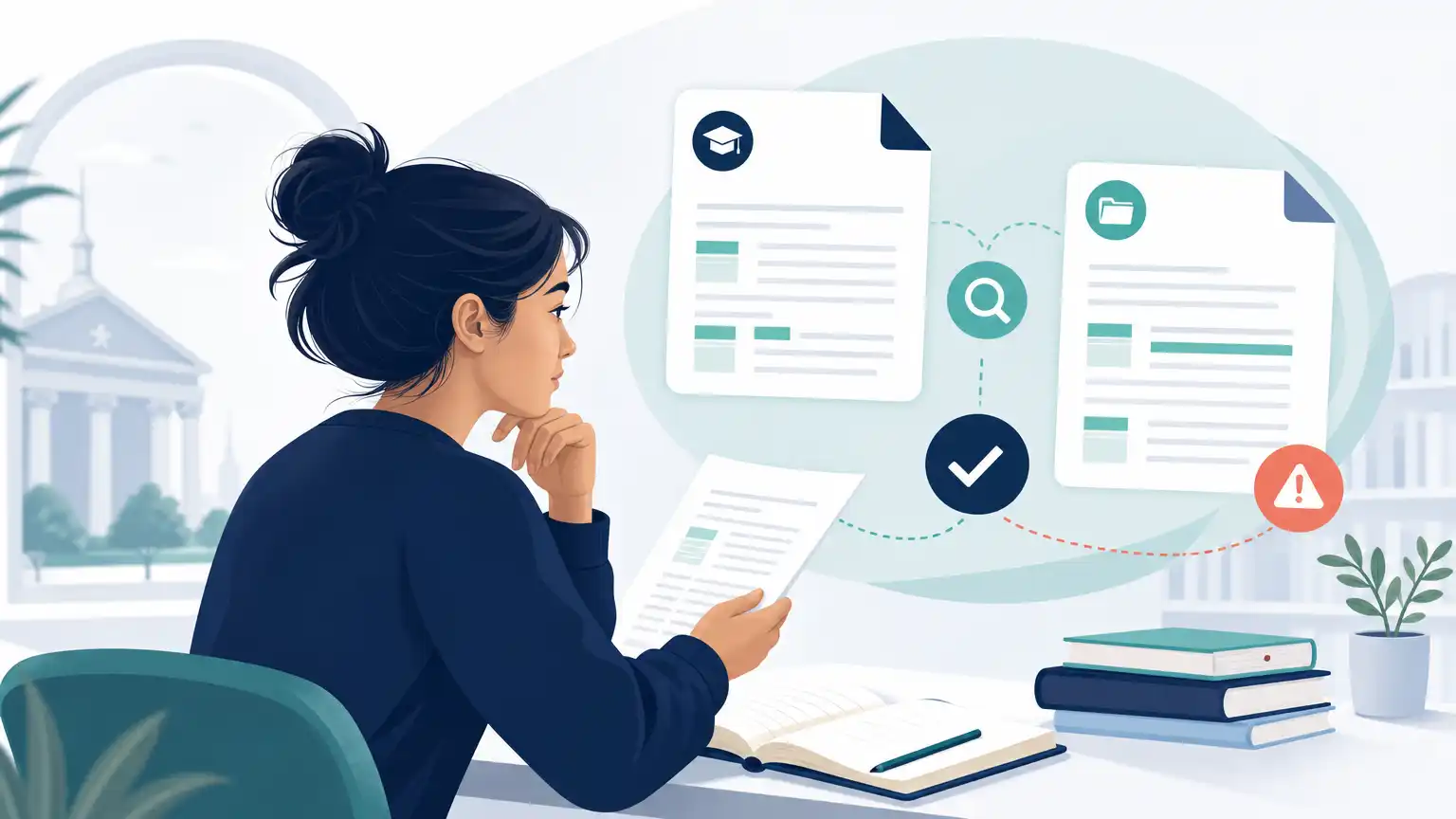 Editorial visual explaining copying from your own past work for students reviewing Turnitin results. Editorial visual explaining copying from your own past work for students reviewing Turnitin results.