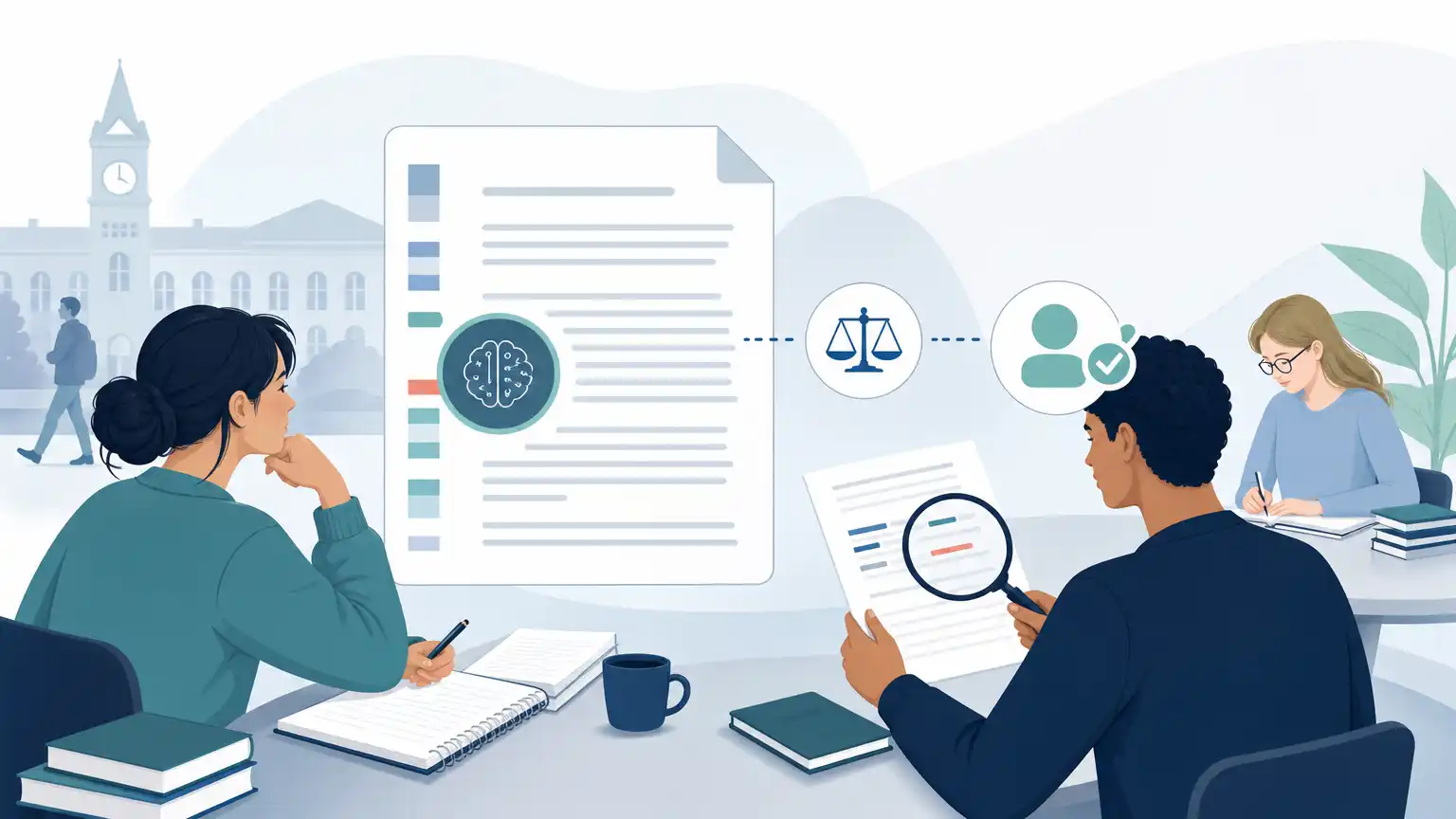 Editorial visual explaining why the ai score is not a misconduct decision for students reviewing Turnitin results. Editorial visual explaining why the ai score is not a misconduct decision for students reviewing Turnitin results.