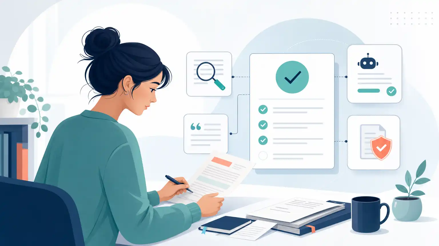 Editorial visual explaining key takeaways for pre-submission checking for students reviewing Turnitin results. Editorial visual explaining key takeaways for pre-submission checking for students reviewing Turnitin results.
