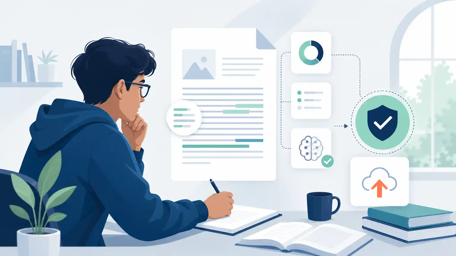 Student-friendly editorial visual about how to check turnitin score before submitting and responsible Turnitin report review. Student-friendly editorial visual about how to check turnitin score before submitting and responsible Turnitin report review.