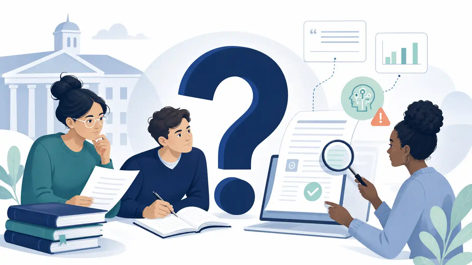 Editorial visual explaining frequently asked questions for students reviewing Turnitin results. Editorial visual explaining frequently asked questions for students reviewing Turnitin results.