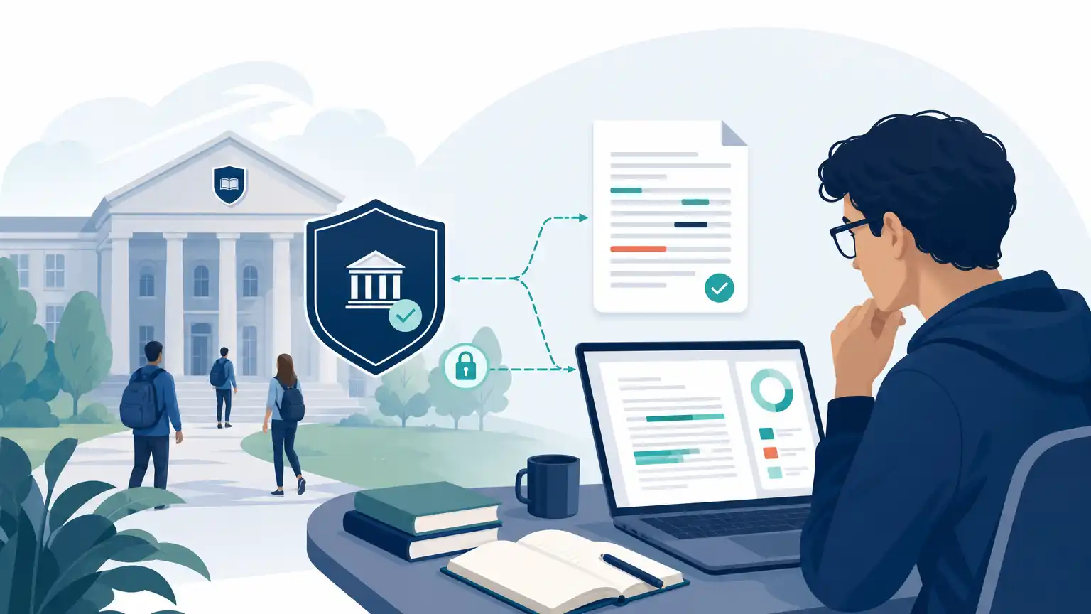Editorial visual explaining why turnitin access usually comes through a school for students reviewing Turnitin results. Editorial visual explaining why turnitin access usually comes through a school for students reviewing Turnitin results.