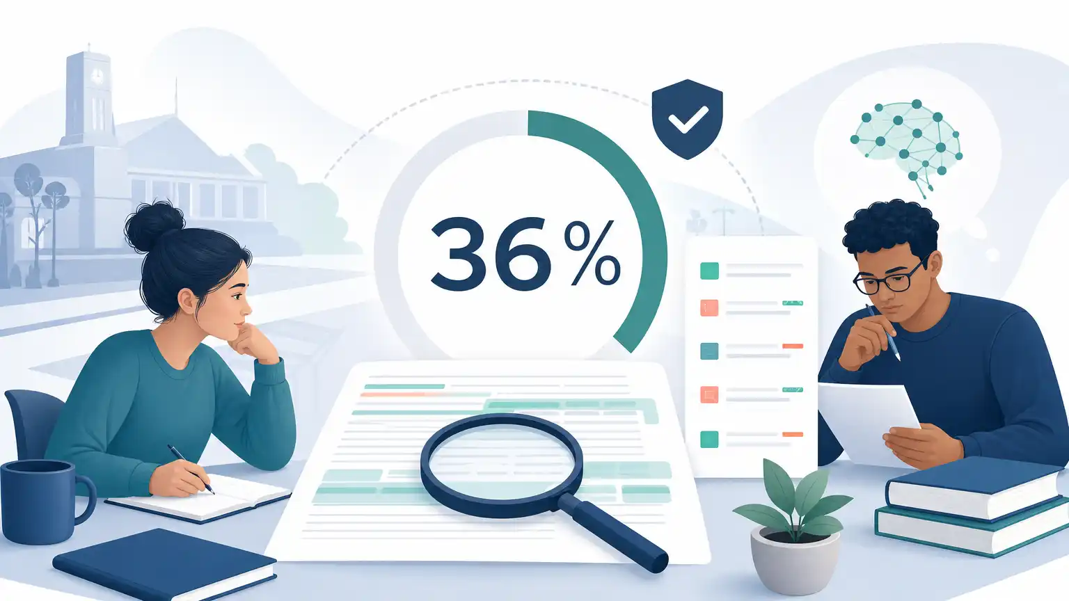 Editorial visual explaining key takeaways for a 36% similarity score for students reviewing Turnitin results. Editorial visual explaining key takeaways for a 36% similarity score for students reviewing Turnitin results.