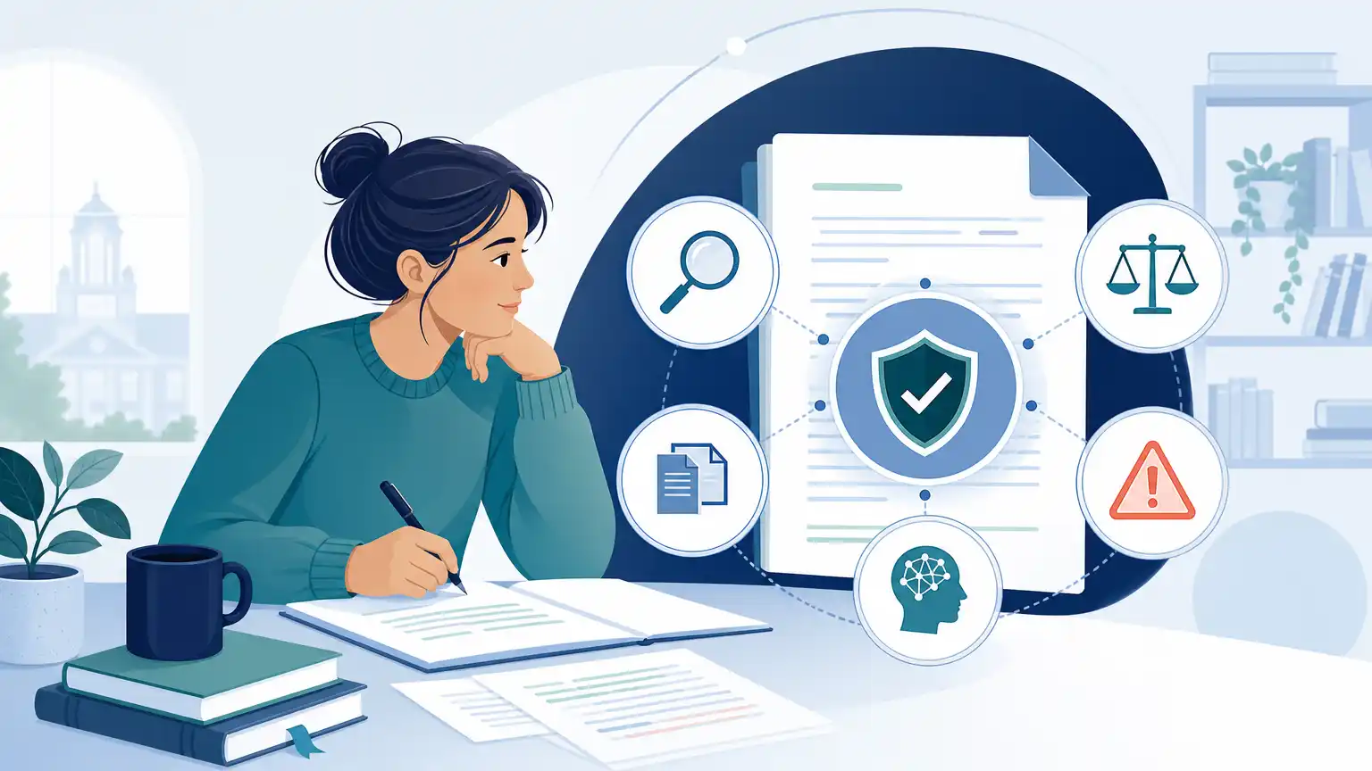 Editorial visual explaining key takeaways about ai detection accuracy for students reviewing Turnitin results. Editorial visual explaining key takeaways about ai detection accuracy for students reviewing Turnitin results.