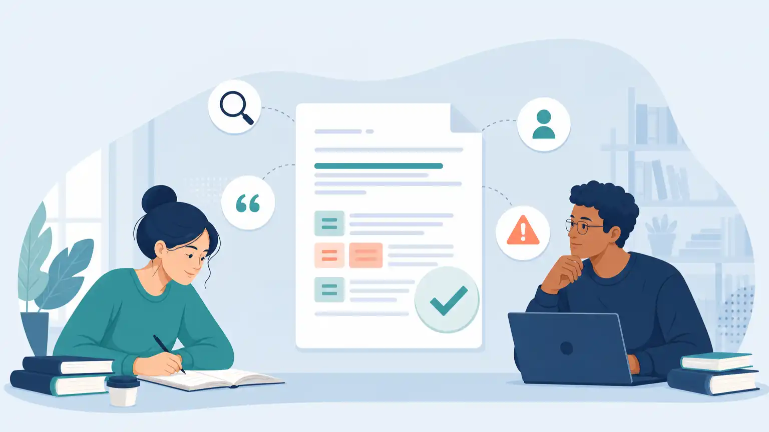 Editorial visual explaining key takeaways about turnitin and plagiarism for students reviewing Turnitin results.