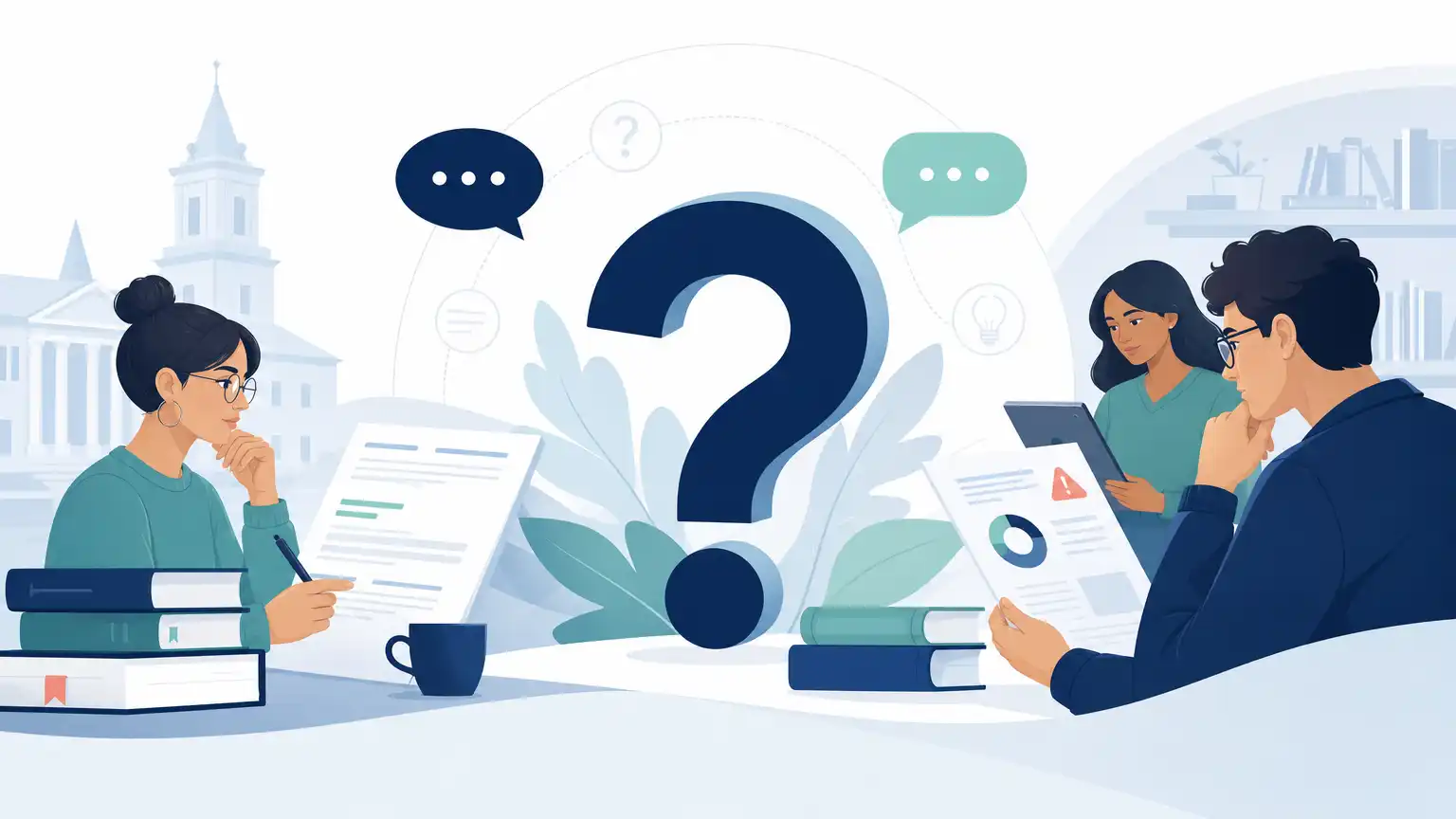Editorial visual explaining frequently asked questions for students reviewing Turnitin results.