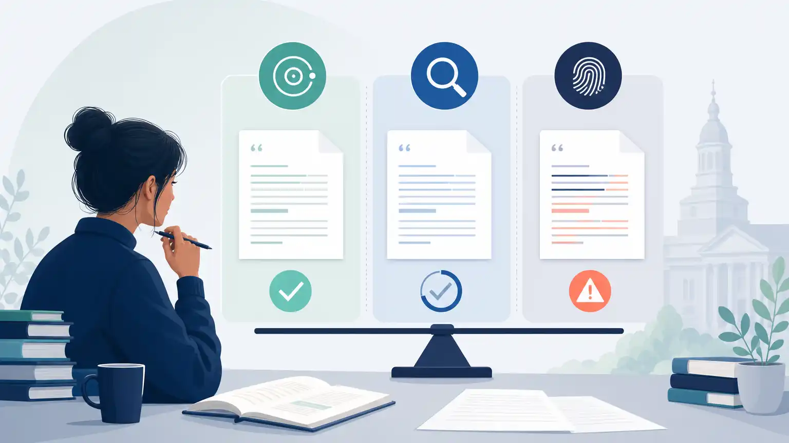 Editorial visual explaining how gptzero, copyleaks, and originality.ai compare for students reviewing Turnitin results. Editorial visual explaining how gptzero, copyleaks, and originality.ai compare for students reviewing Turnitin results.